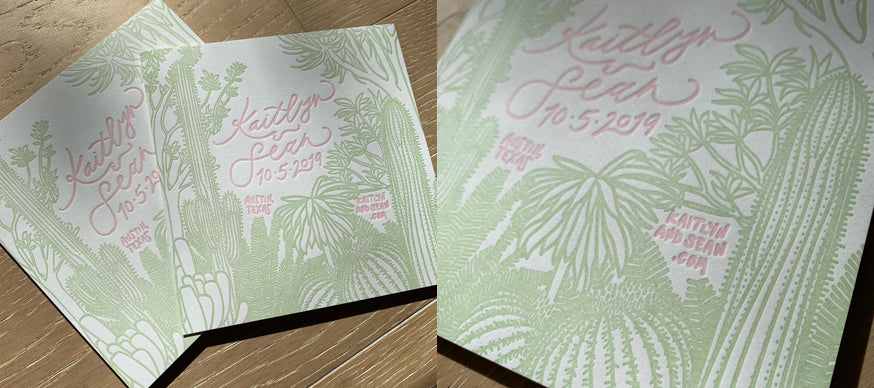 Cactus-themed Letterpress Save the Date