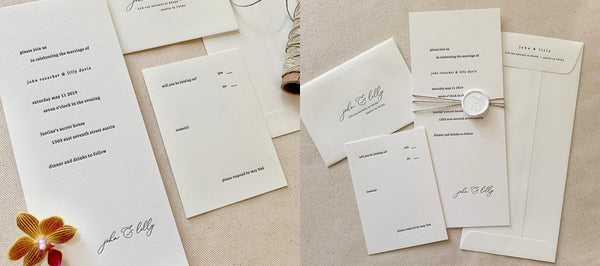 4x9 Letterpress Wedding Invitations with Wax Seal