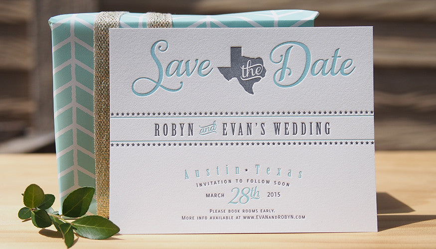 Letterpress Save the Dates designed by Alisa Marrow